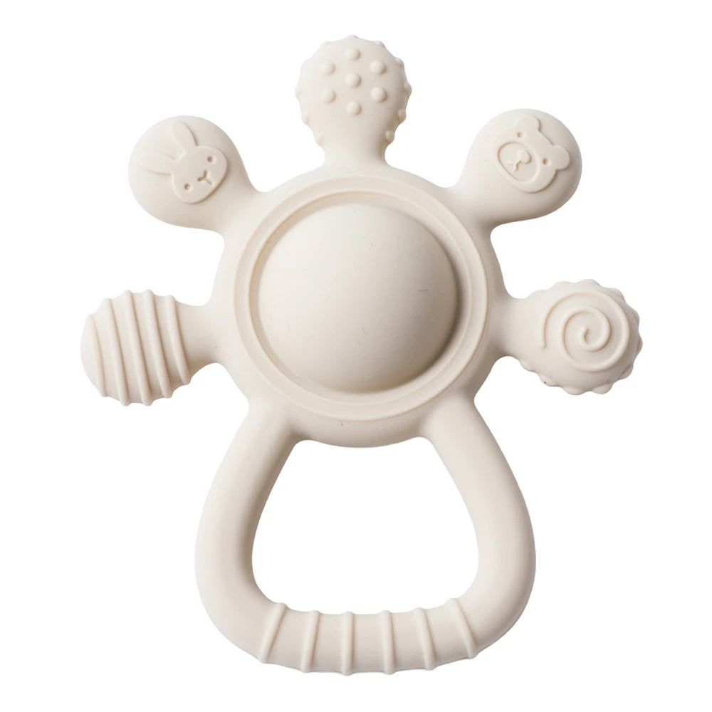 Anneau de dentition en Silicone sans BPA, qualité alimentaire pour bébé de 0 à 12 ans, hochet de dentition, jouets sensoriels pour tout-petits, cloche à main en Silicone, jouets apaisants