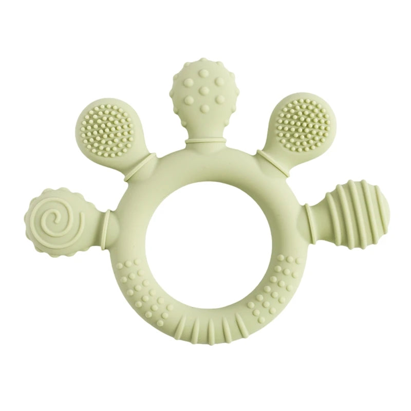Anneau de dentition en Silicone sans BPA, qualité alimentaire pour bébé de 0 à 12 ans, hochet de dentition, jouets sensoriels pour tout-petits, cloche à main en Silicone, jouets apaisants