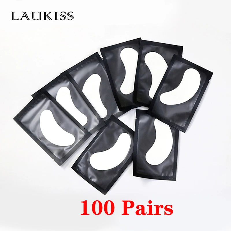 Patchs pour les yeux, 25/50/100 paires, tampons pour la construction de faux cils, en papier gel rose, autocollants non pelucheux LAUKISS