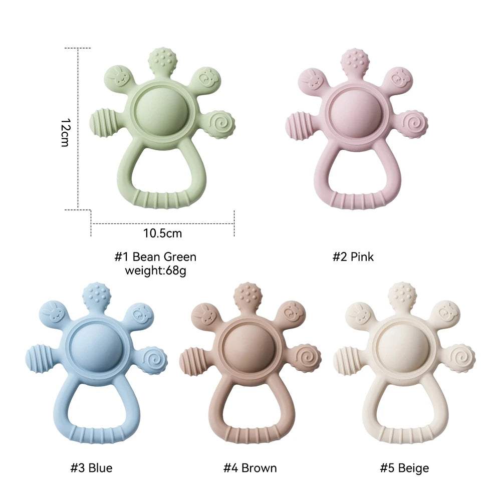 Anneau de dentition en Silicone sans BPA, qualité alimentaire pour bébé de 0 à 12 ans, hochet de dentition, jouets sensoriels pour tout-petits, cloche à main en Silicone, jouets apaisants