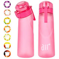 1 bouteille d'eau à air avec 1 dosette de saveur aléatoire portable transparente avec paille anti-fuite adaptée aux sports de plein air