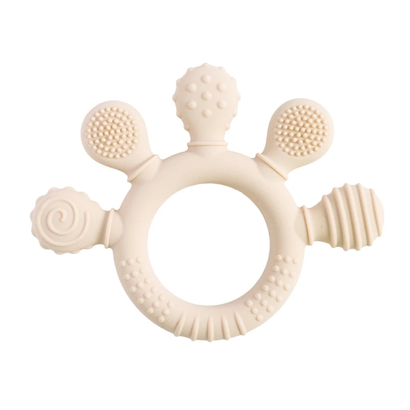 Anneau de dentition en Silicone sans BPA, qualité alimentaire pour bébé de 0 à 12 ans, hochet de dentition, jouets sensoriels pour tout-petits, cloche à main en Silicone, jouets apaisants