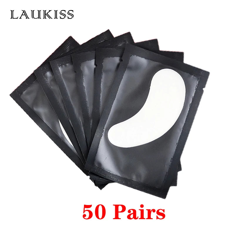 Patchs pour les yeux, 25/50/100 paires, tampons pour la construction de faux cils, en papier gel rose, autocollants non pelucheux LAUKISS