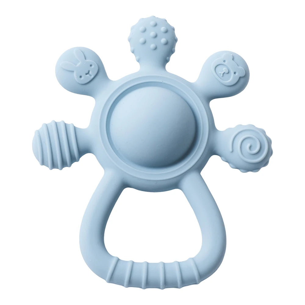 Anneau de dentition en Silicone sans BPA, qualité alimentaire pour bébé de 0 à 12 ans, hochet de dentition, jouets sensoriels pour tout-petits, cloche à main en Silicone, jouets apaisants