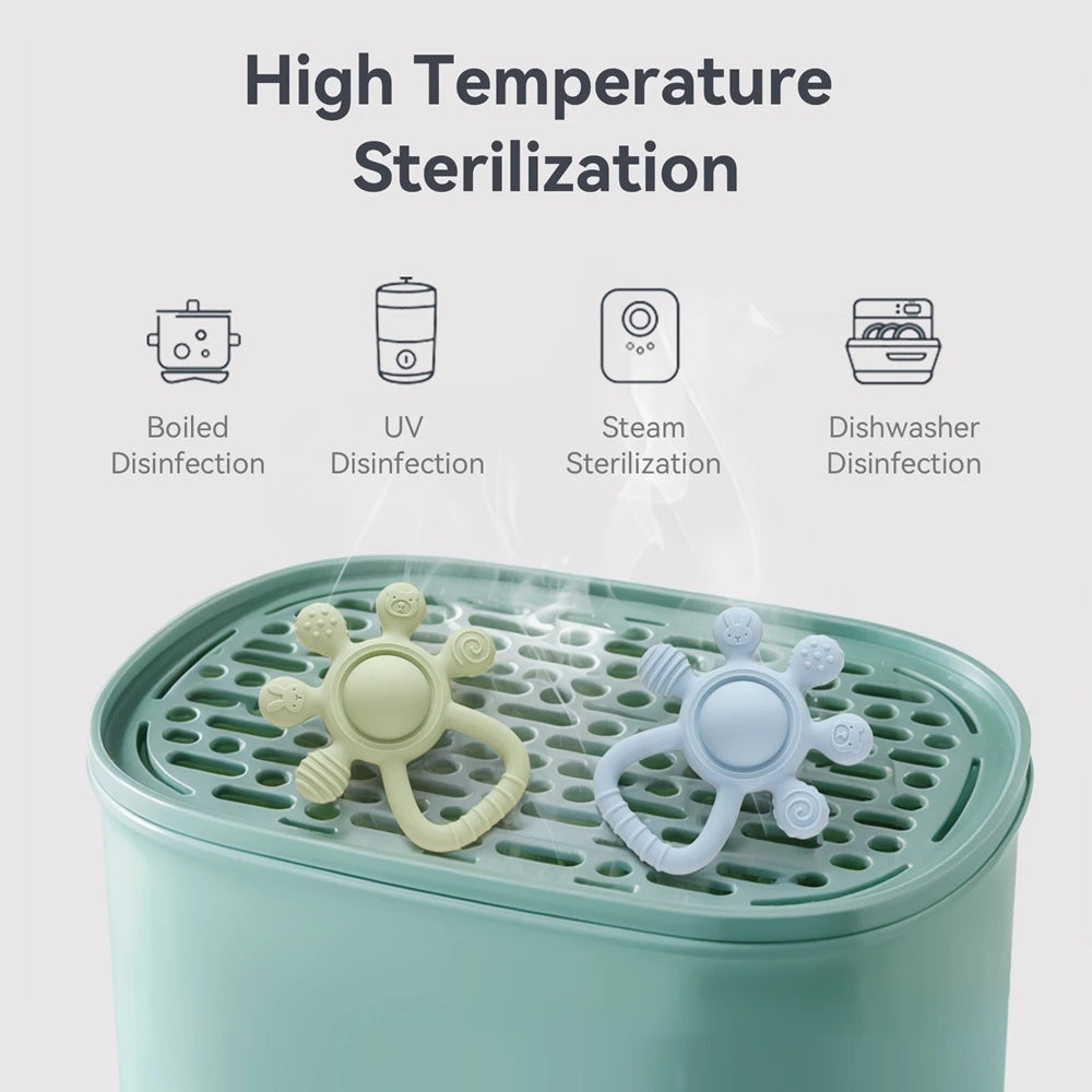 Anneau de dentition en Silicone sans BPA, qualité alimentaire pour bébé de 0 à 12 ans, hochet de dentition, jouets sensoriels pour tout-petits, cloche à main en Silicone, jouets apaisants