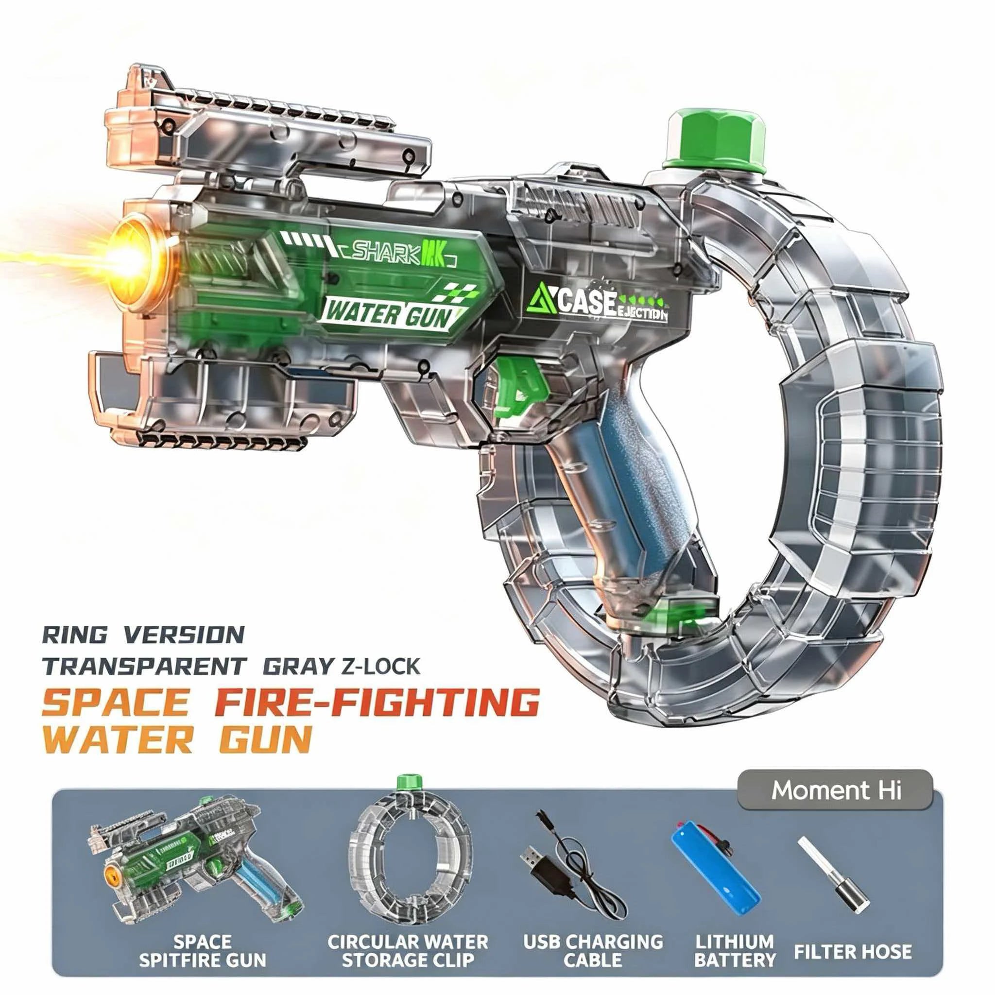 Pistolet à eau électrique à simulation de tir et de recul, jouet pour enfants avec capteur automatique et lumières, pistolet à eau pour l'été, la plage et les activités de plein air