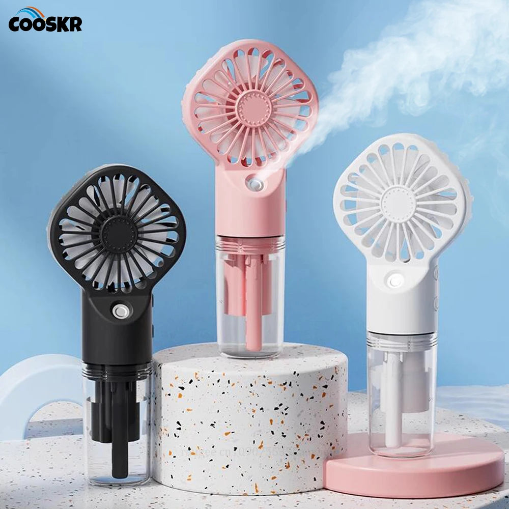 Ventilateur de pulvérisation portatif Mini ventilateur humidificateur 4 vitesses vent puissant USB ventilateur de brume de pulvérisation d'eau Rechargeable petit ventilateur extérieur