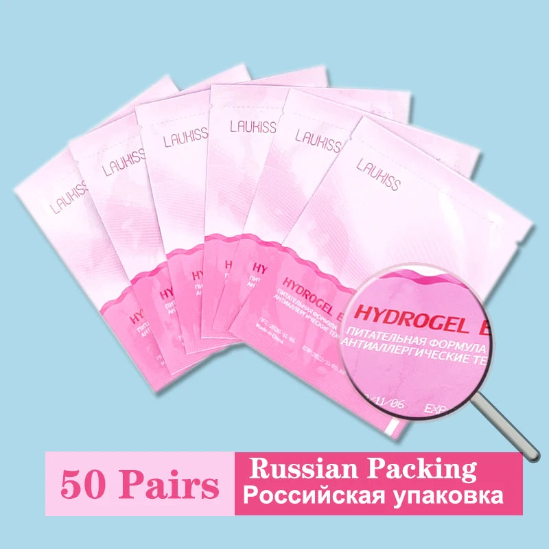 Patchs pour les yeux, 25/50/100 paires, tampons pour la construction de faux cils, en papier gel rose, autocollants non pelucheux LAUKISS