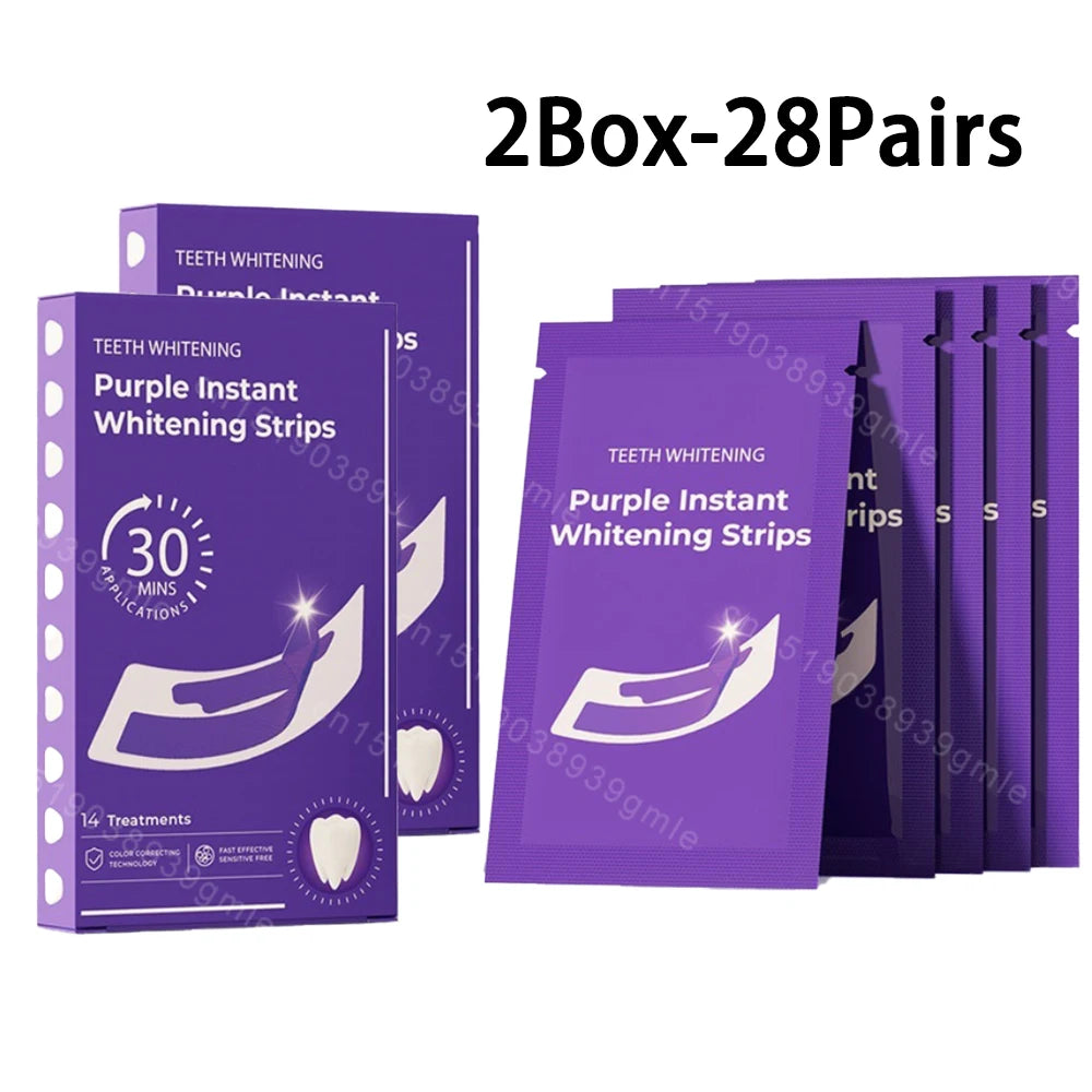 Bandelettes blanchissantes violettes pour les dents, sans sensibilité, correcteur de couleur, nettoyage instantané des dents, blanchiment dentaire à domicile