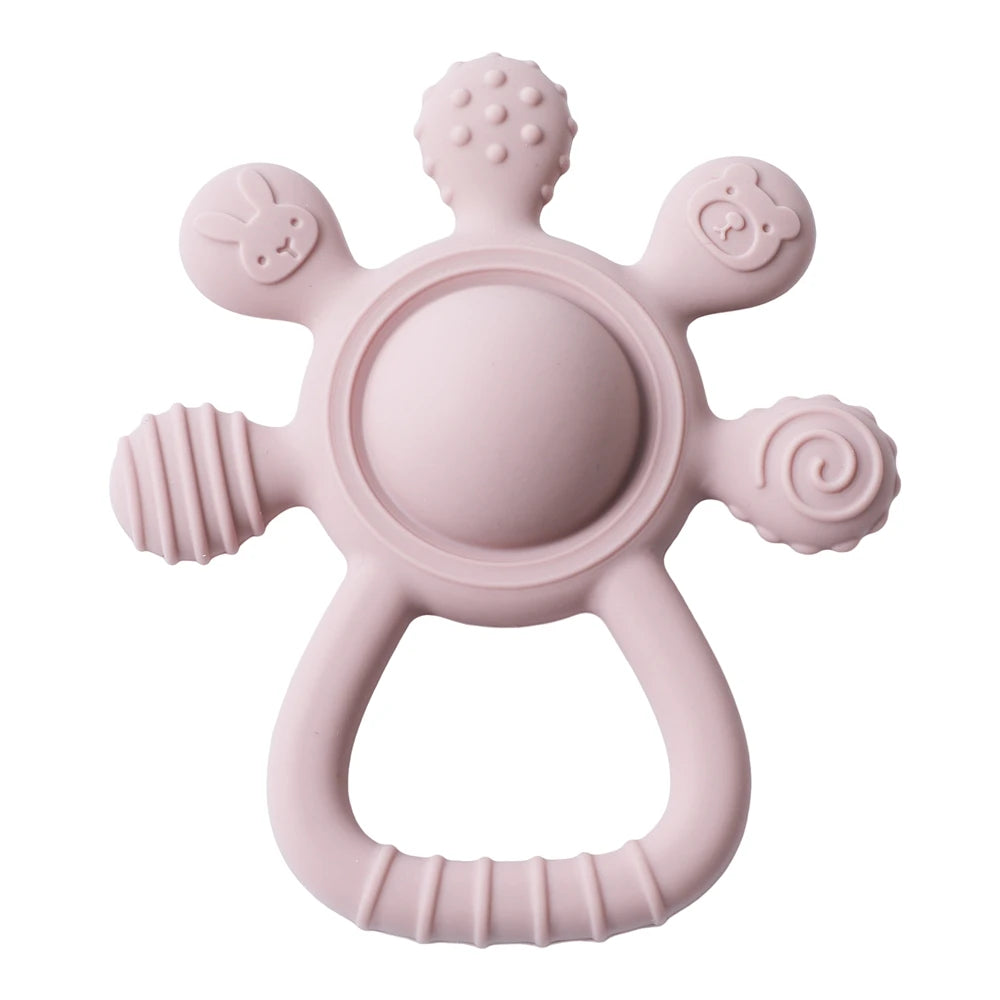 Anneau de dentition en Silicone sans BPA, qualité alimentaire pour bébé de 0 à 12 ans, hochet de dentition, jouets sensoriels pour tout-petits, cloche à main en Silicone, jouets apaisants