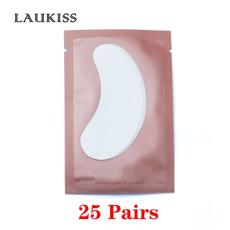 Patchs pour les yeux, 25/50/100 paires, tampons pour la construction de faux cils, en papier gel rose, autocollants non pelucheux LAUKISS