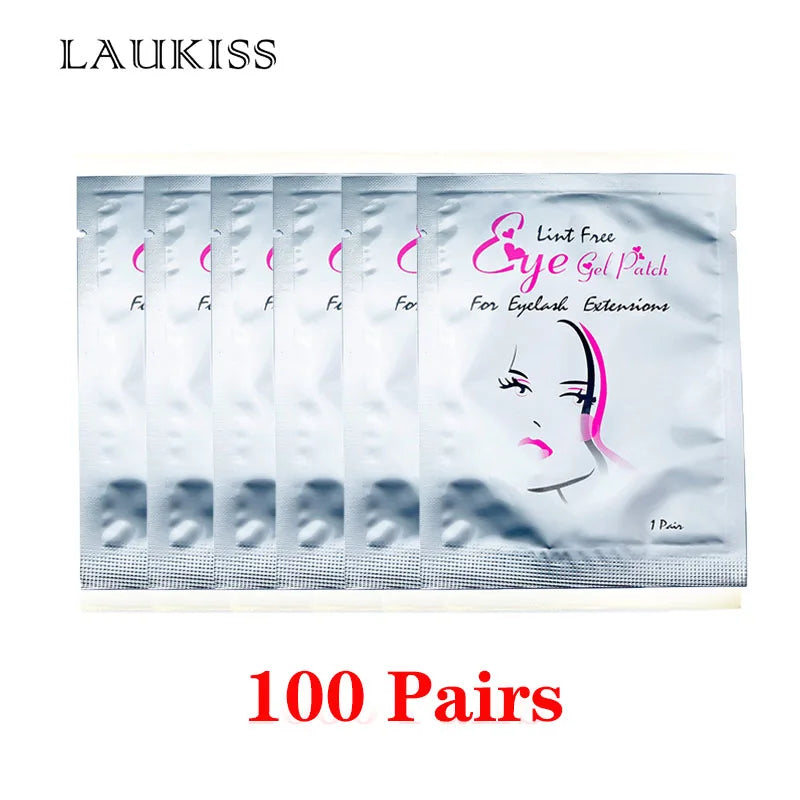 Patchs pour les yeux, 25/50/100 paires, tampons pour la construction de faux cils, en papier gel rose, autocollants non pelucheux LAUKISS