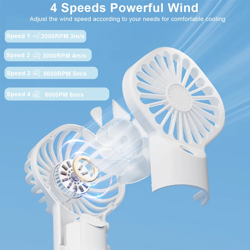 Ventilateur de pulvérisation portatif Mini ventilateur humidificateur 4 vitesses vent puissant USB ventilateur de brume de pulvérisation d'eau Rechargeable petit ventilateur extérieur