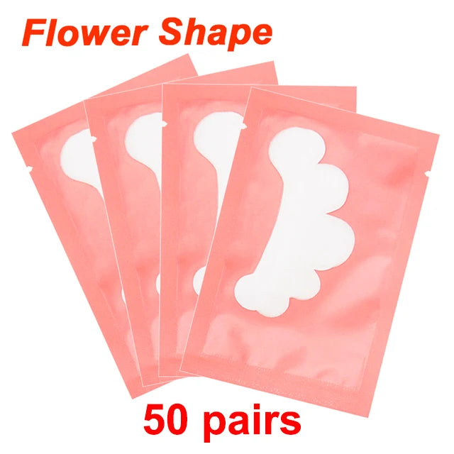 Patchs pour les yeux, 25/50/100 paires, tampons pour la construction de faux cils, en papier gel rose, autocollants non pelucheux LAUKISS
