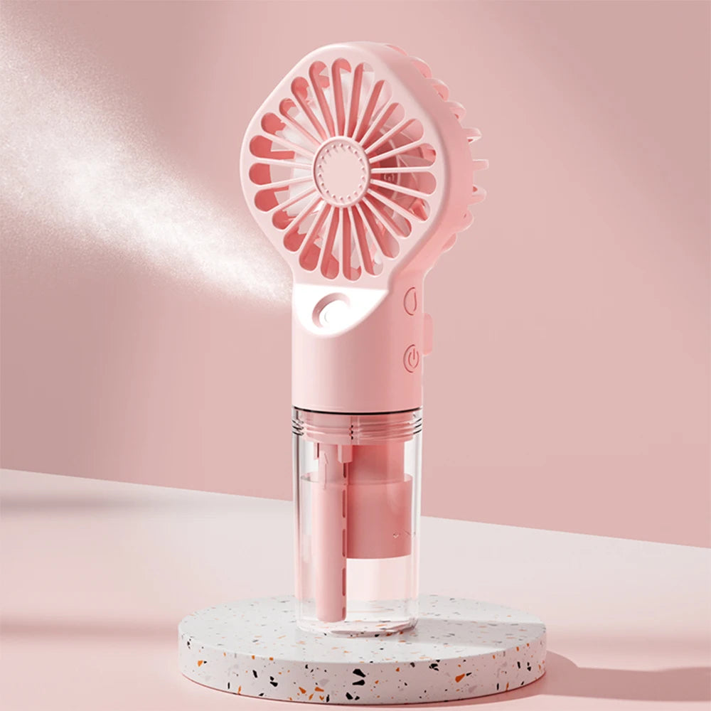 Ventilateur de pulvérisation portatif Mini ventilateur humidificateur 4 vitesses vent puissant USB ventilateur de brume de pulvérisation d'eau Rechargeable petit ventilateur extérieur