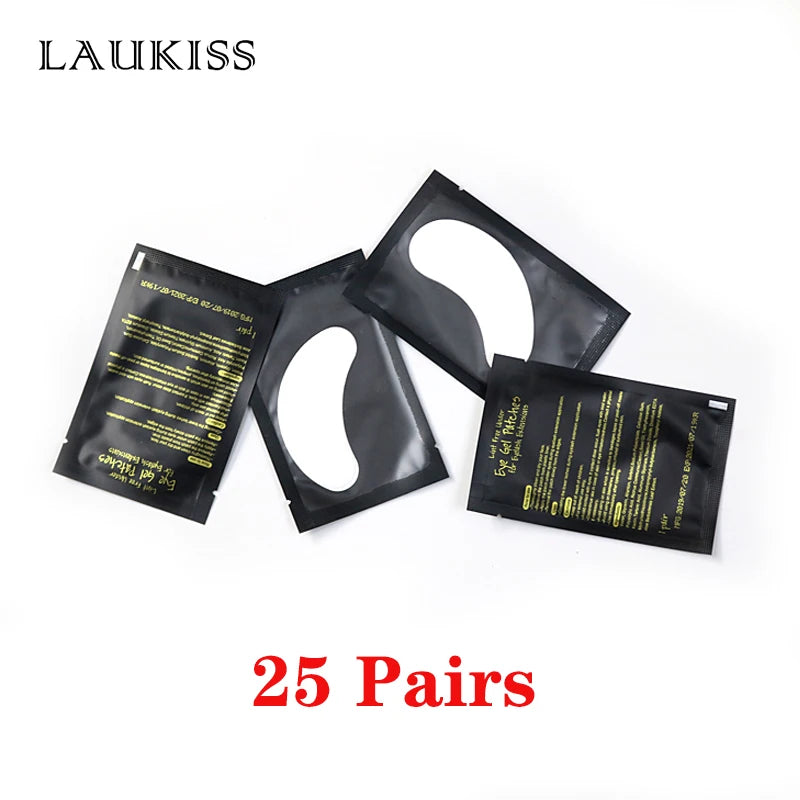 Patchs pour les yeux, 25/50/100 paires, tampons pour la construction de faux cils, en papier gel rose, autocollants non pelucheux LAUKISS
