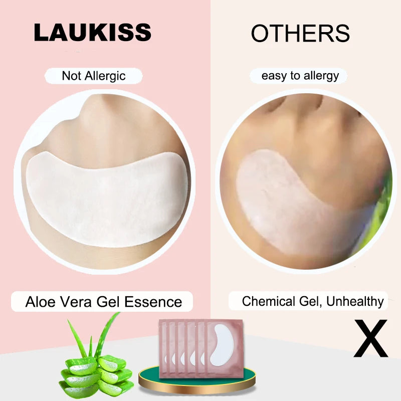Patchs pour les yeux, 25/50/100 paires, tampons pour la construction de faux cils, en papier gel rose, autocollants non pelucheux LAUKISS