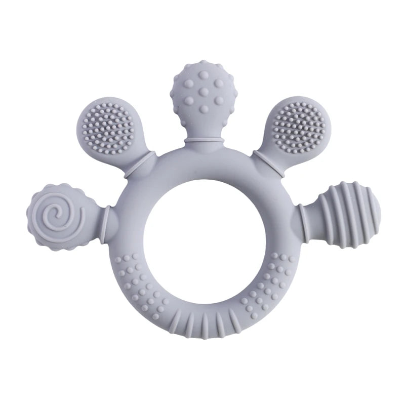 Anneau de dentition en Silicone sans BPA, qualité alimentaire pour bébé de 0 à 12 ans, hochet de dentition, jouets sensoriels pour tout-petits, cloche à main en Silicone, jouets apaisants