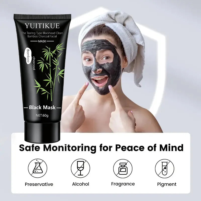 YUITIKUE Masque noir au charbon de bambou 60g - Type de déchirure Nettoyage en profondeur, élimination des points noirs pour une peau claire