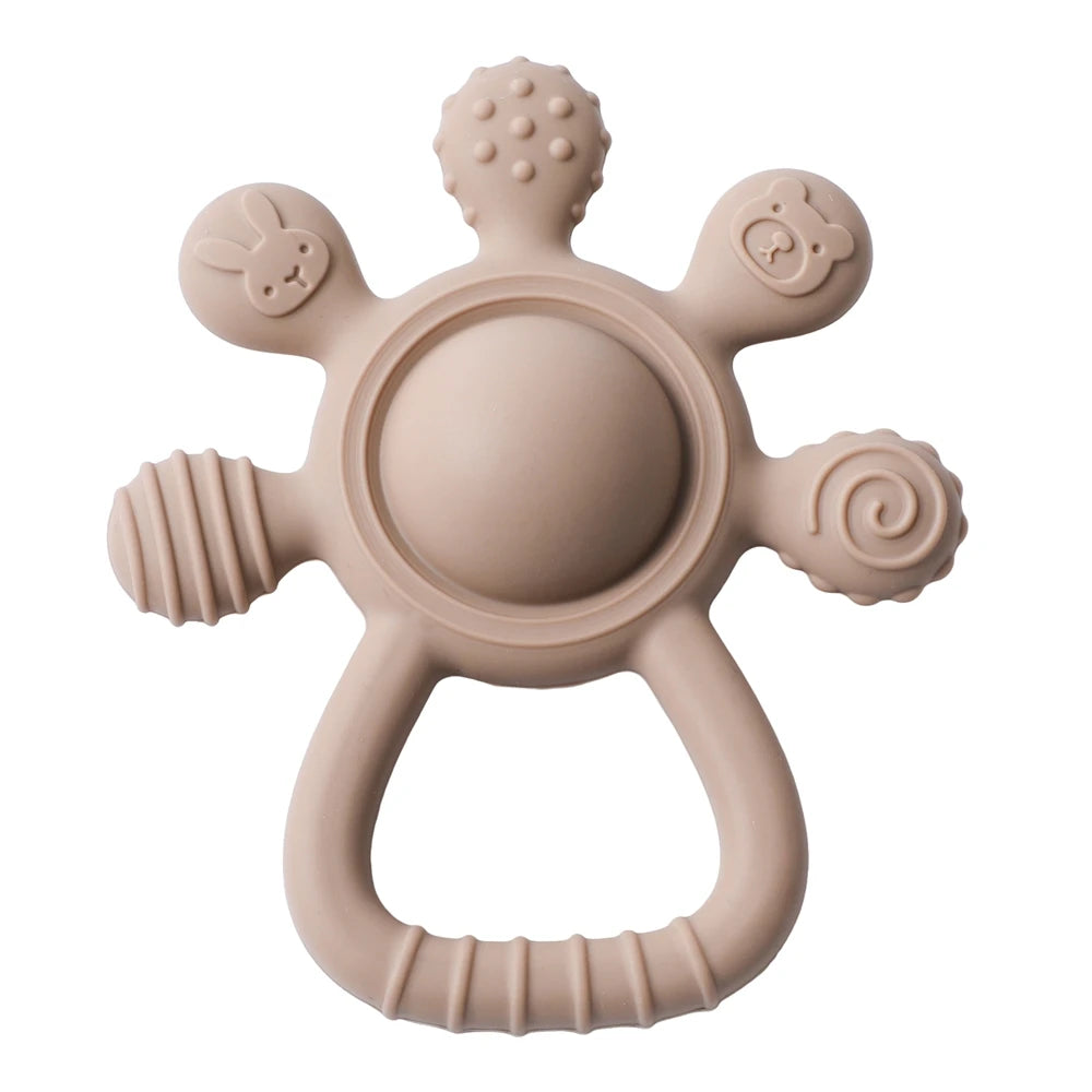 Anneau de dentition en Silicone sans BPA, qualité alimentaire pour bébé de 0 à 12 ans, hochet de dentition, jouets sensoriels pour tout-petits, cloche à main en Silicone, jouets apaisants