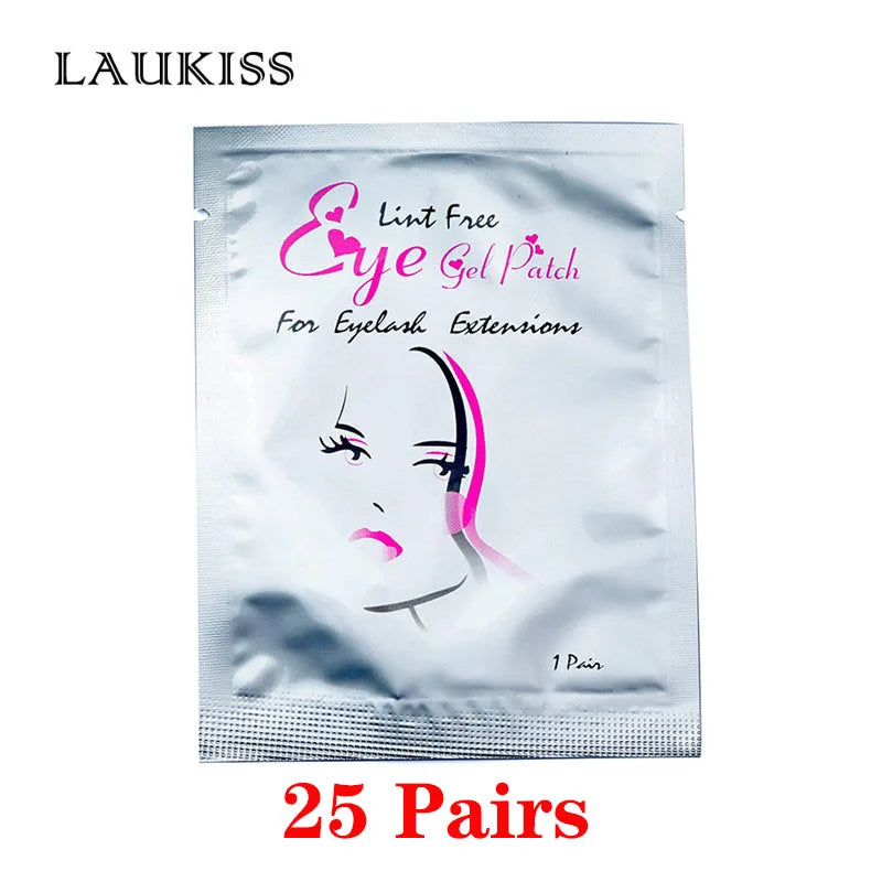 Patchs pour les yeux, 25/50/100 paires, tampons pour la construction de faux cils, en papier gel rose, autocollants non pelucheux LAUKISS