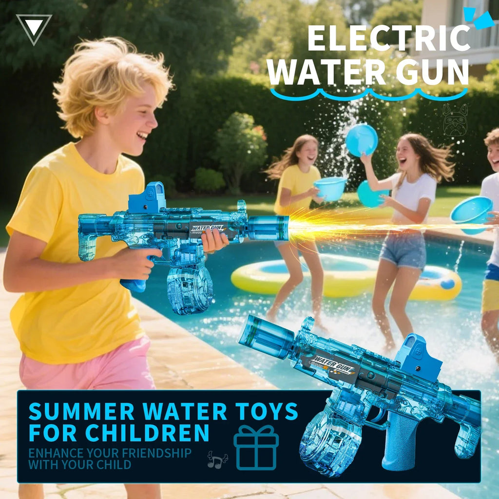 Pistolet à eau électrique à simulation de tir et de recul, jouet pour enfants avec capteur automatique et lumières, pistolet à eau pour l'été, la plage et les activités de plein air