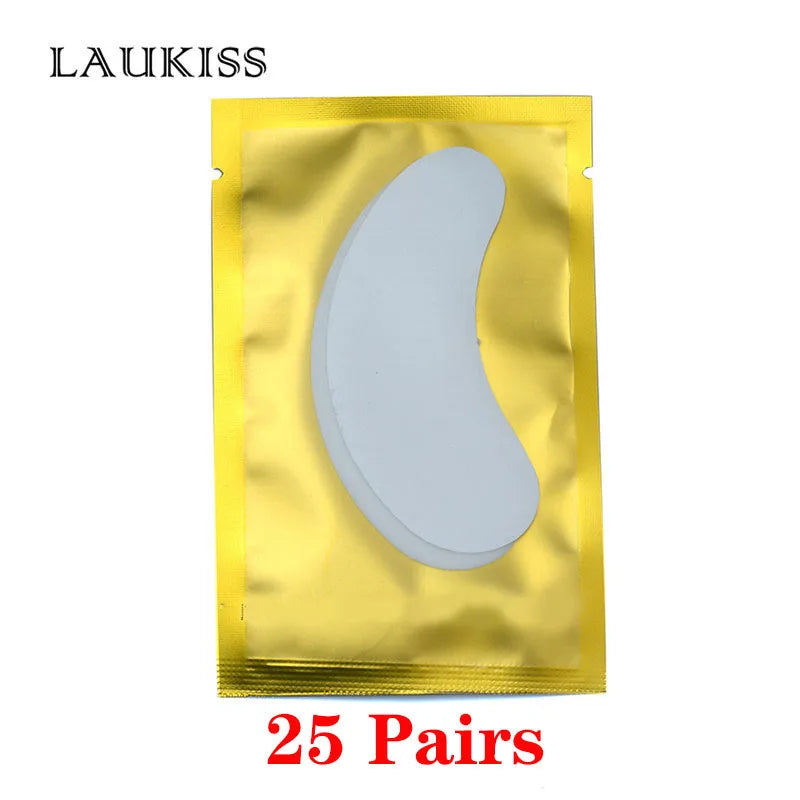 Patchs pour les yeux, 25/50/100 paires, tampons pour la construction de faux cils, en papier gel rose, autocollants non pelucheux LAUKISS