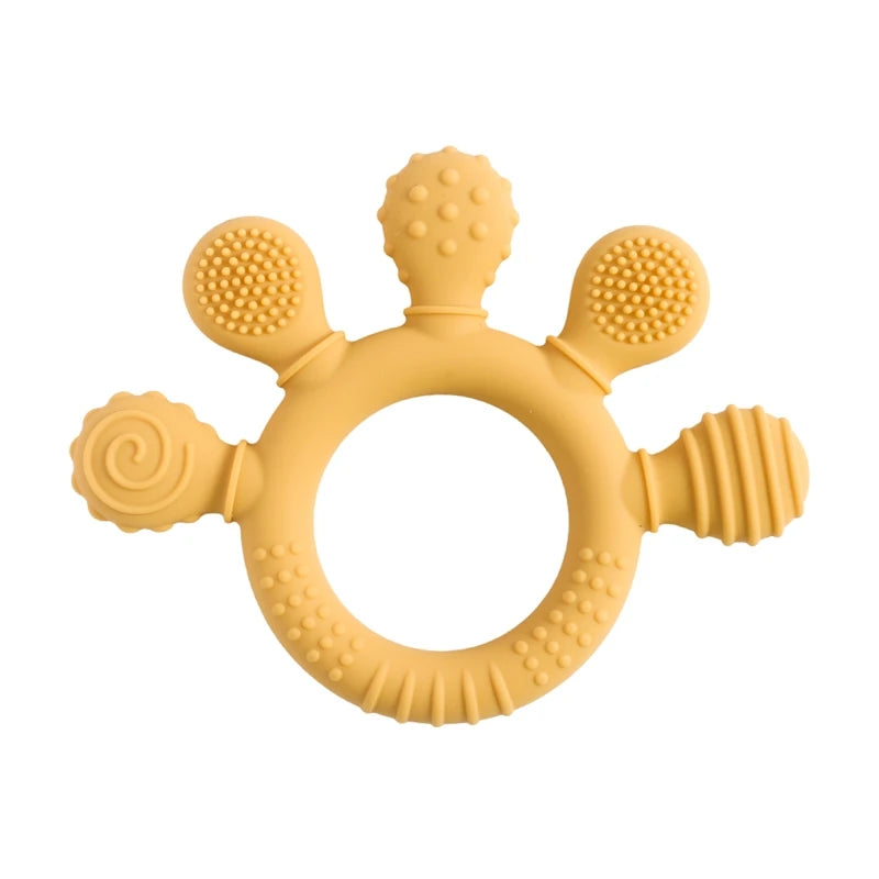 Anneau de dentition en Silicone sans BPA, qualité alimentaire pour bébé de 0 à 12 ans, hochet de dentition, jouets sensoriels pour tout-petits, cloche à main en Silicone, jouets apaisants