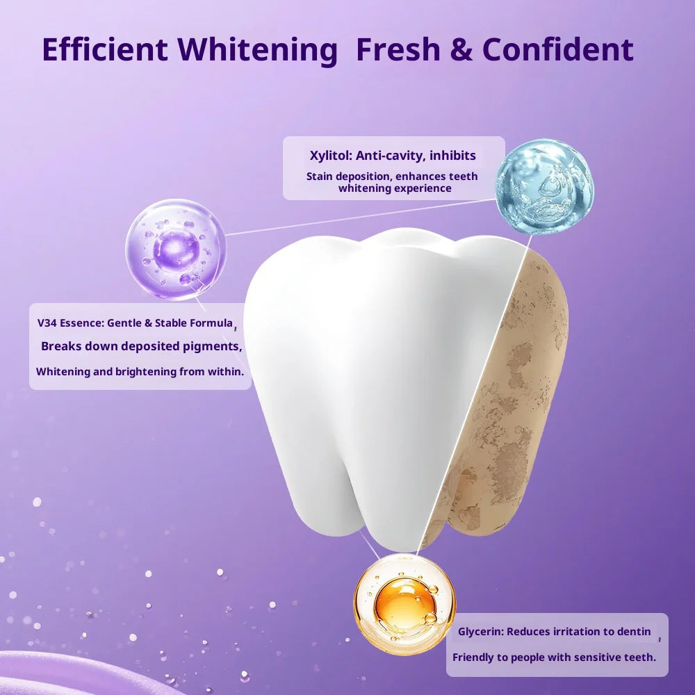 Bandelettes blanchissantes violettes pour les dents, sans sensibilité, correcteur de couleur, nettoyage instantané des dents, blanchiment dentaire à domicile