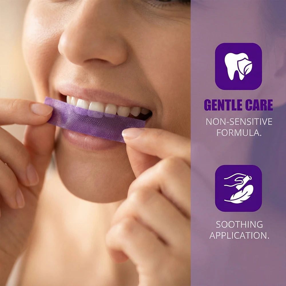 Bandelettes blanchissantes violettes pour les dents, sans sensibilité, correcteur de couleur, nettoyage instantané des dents, blanchiment dentaire à domicile