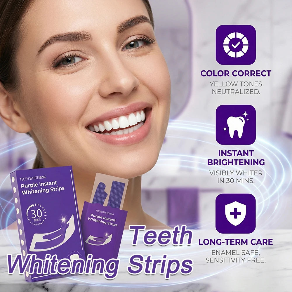 Bandelettes blanchissantes violettes pour les dents, sans sensibilité, correcteur de couleur, nettoyage instantané des dents, blanchiment dentaire à domicile
