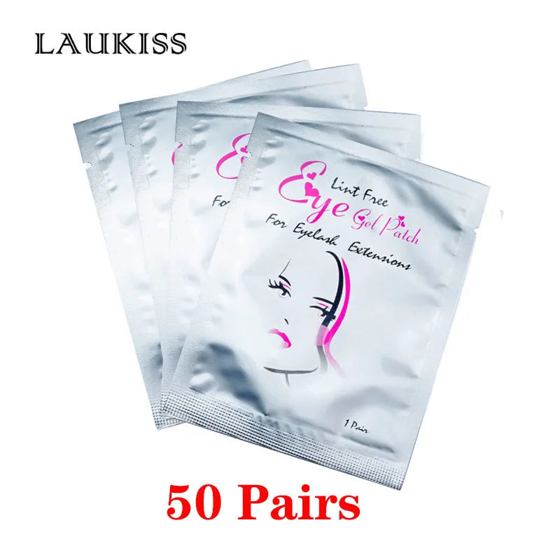 Patchs pour les yeux, 25/50/100 paires, tampons pour la construction de faux cils, en papier gel rose, autocollants non pelucheux LAUKISS