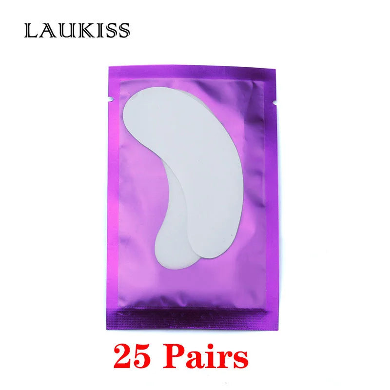 Patchs pour les yeux, 25/50/100 paires, tampons pour la construction de faux cils, en papier gel rose, autocollants non pelucheux LAUKISS