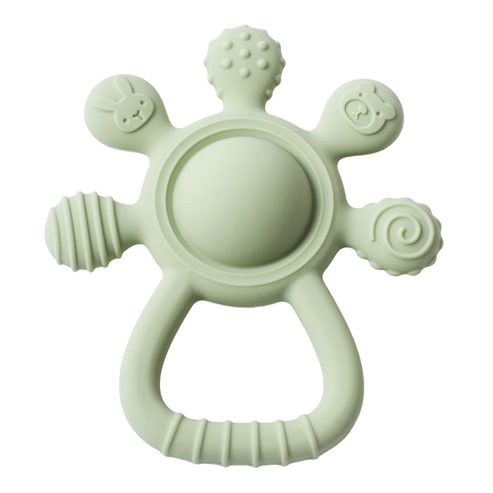 Anneau de dentition en Silicone sans BPA, qualité alimentaire pour bébé de 0 à 12 ans, hochet de dentition, jouets sensoriels pour tout-petits, cloche à main en Silicone, jouets apaisants