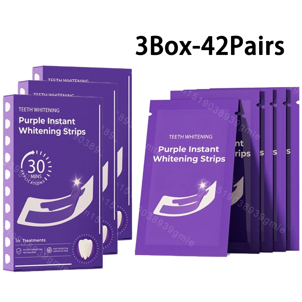 Bandelettes blanchissantes violettes pour les dents, sans sensibilité, correcteur de couleur, nettoyage instantané des dents, blanchiment dentaire à domicile