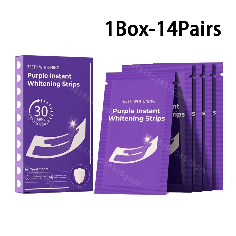 Bandelettes blanchissantes violettes pour les dents, sans sensibilité, correcteur de couleur, nettoyage instantané des dents, blanchiment dentaire à domicile